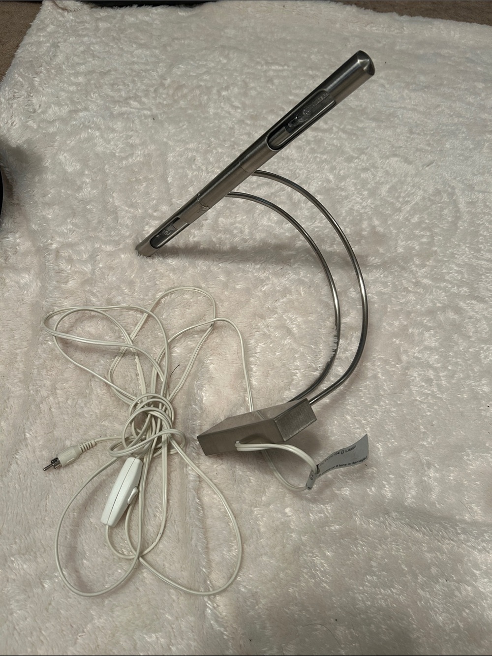 Brushed Silver Task Lamp with White Cord